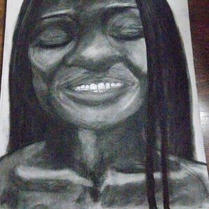 Charcoal Smiling Portrait on Canvas